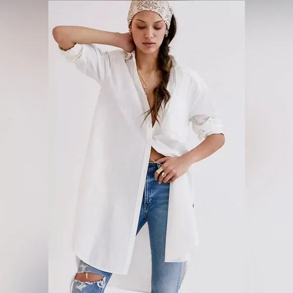 Anthropologie Maeve Maxi Tunic Buttondown Top White NEW $120 SOLD OUT - Picture 5 of 10